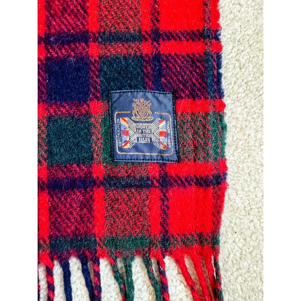 Vintage Woven in the British Isles Red‎ Royal Stewart Style Tartan Throw Blanket